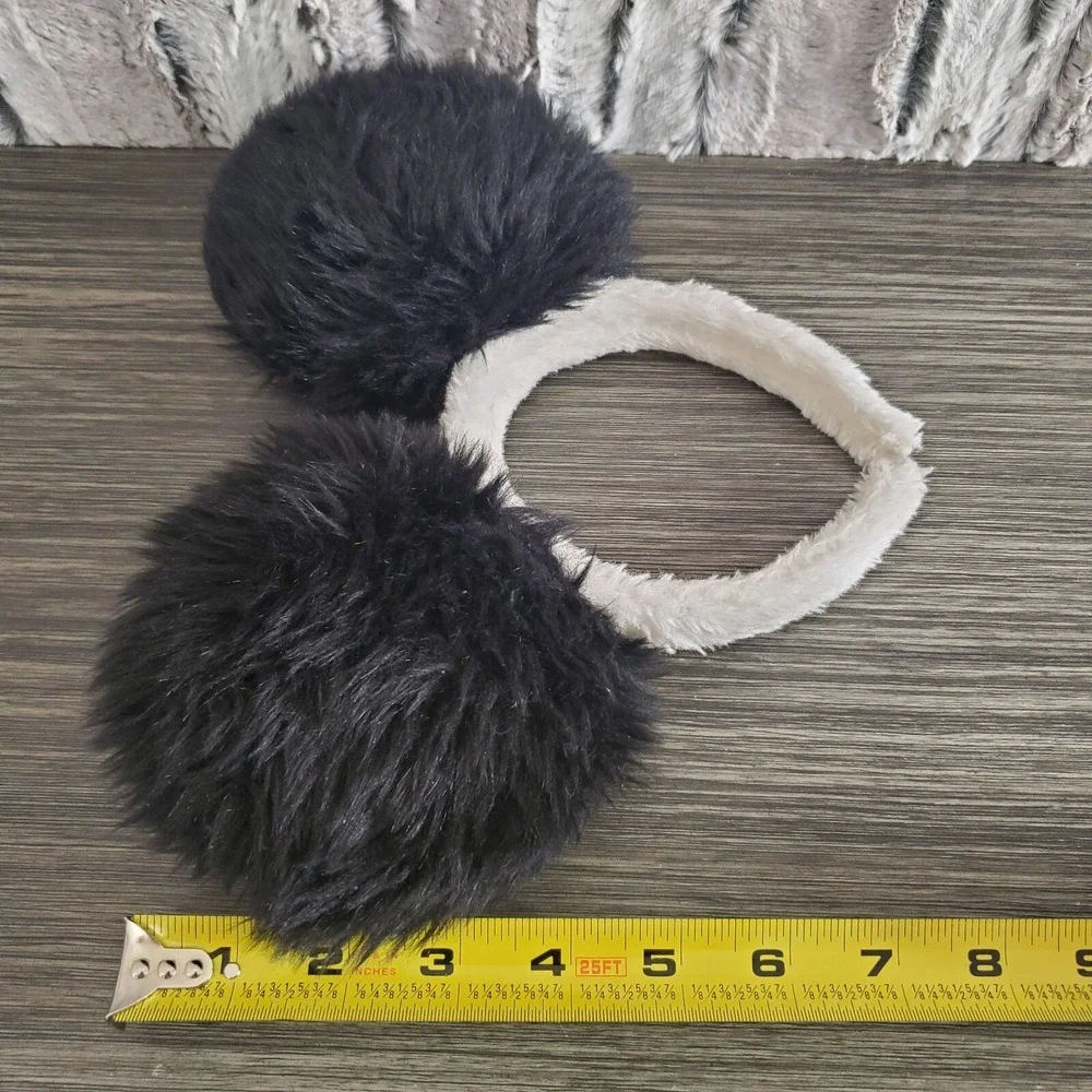 Fuzzy Black Halloween Furry Plush Panda Bear Headband - Child Sized